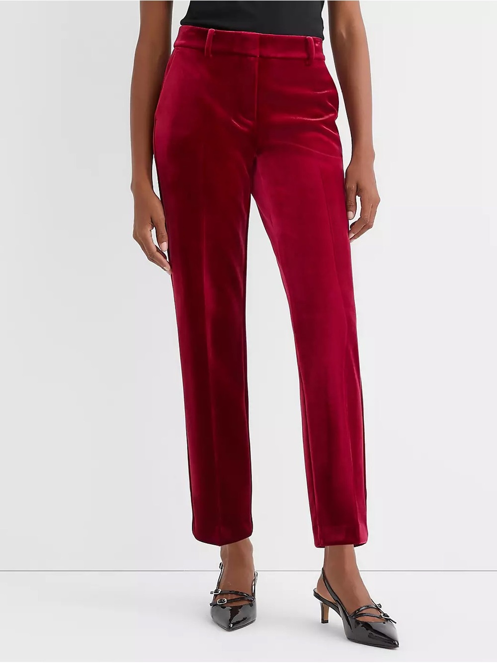 Frame Velvet Straight-Leg Pants in Deep Berry